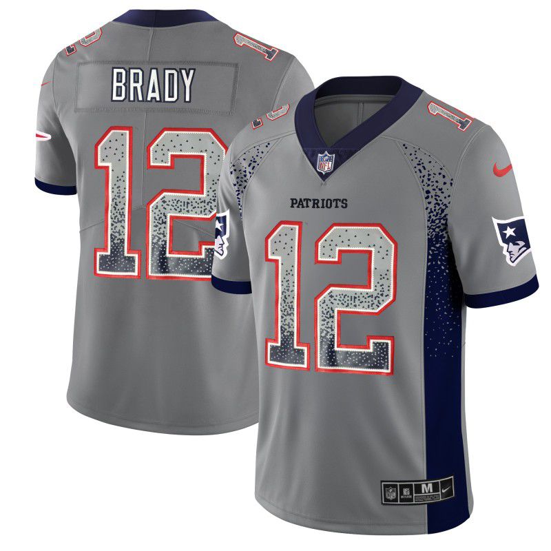 Men New England Patriots #12 Brady Grey Nike Drift Fashion Color Rush Limited NFL Jerseys->chicago bears->NFL Jersey